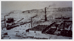 原料船輸送と昭和初期工場画像