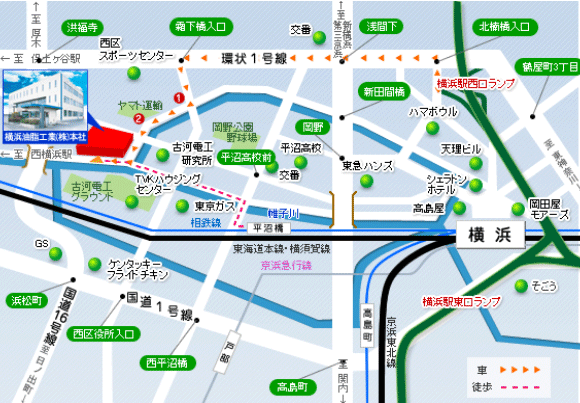 本社/横浜工場地図